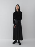 TABITHA LONG ECO LEATHER SKIRT (BLACK)