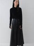 TABITHA LONG ECO LEATHER SKIRT (BLACK)