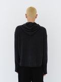 (EQUILIBRIUM) (UNISEX) ETHAN CASHMERE WOOL HOODIE KNIT (CHARCOAL)