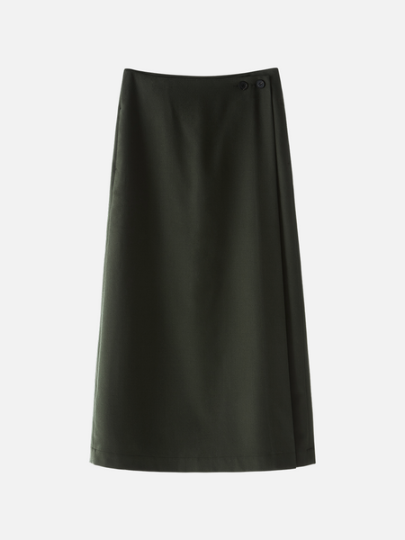 PETER WOOL WRAP SKIRT (KHAKI)